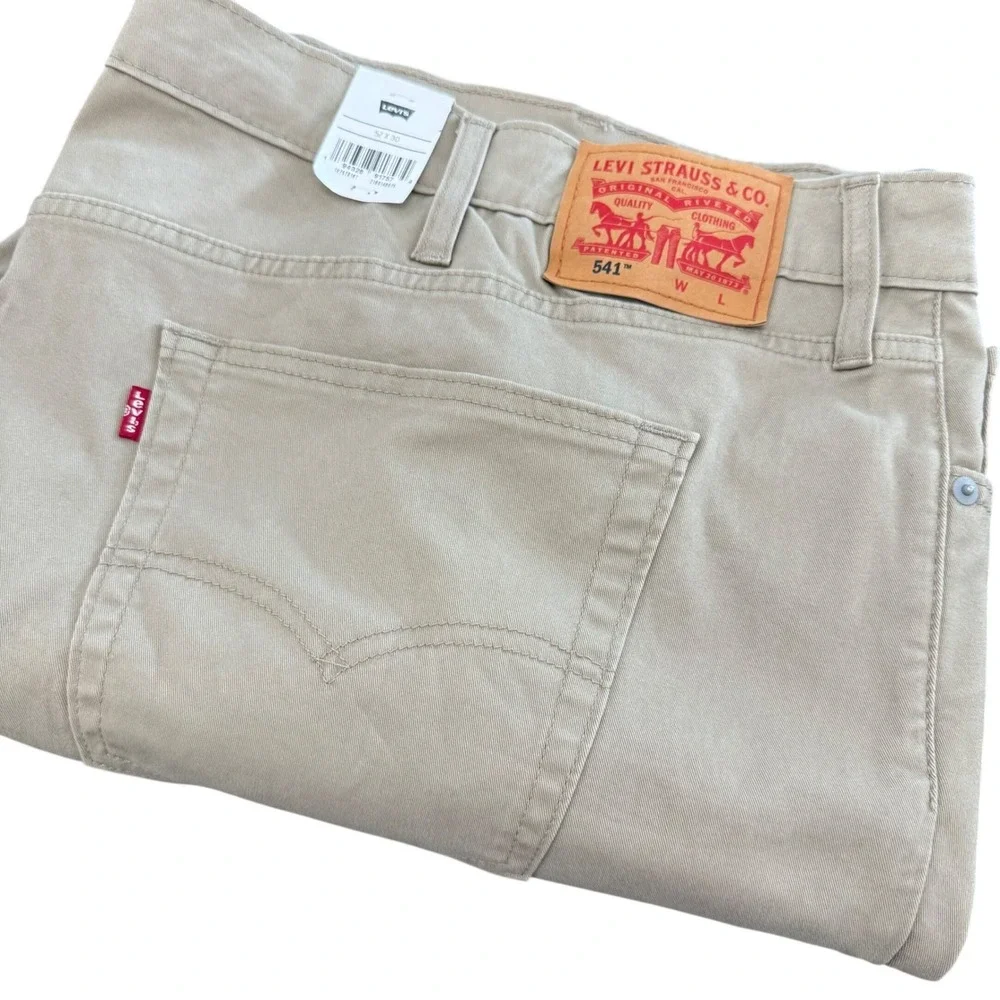Levis 541 Mens Athletic Taper Khaki Pants 52x30 Big and Tall All Seasons Stretch